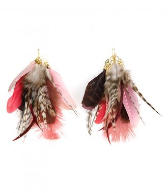 FEATHER COLLECTION FOR SOHO-SOHO - EARRINGS WITH PINK FEATHERS